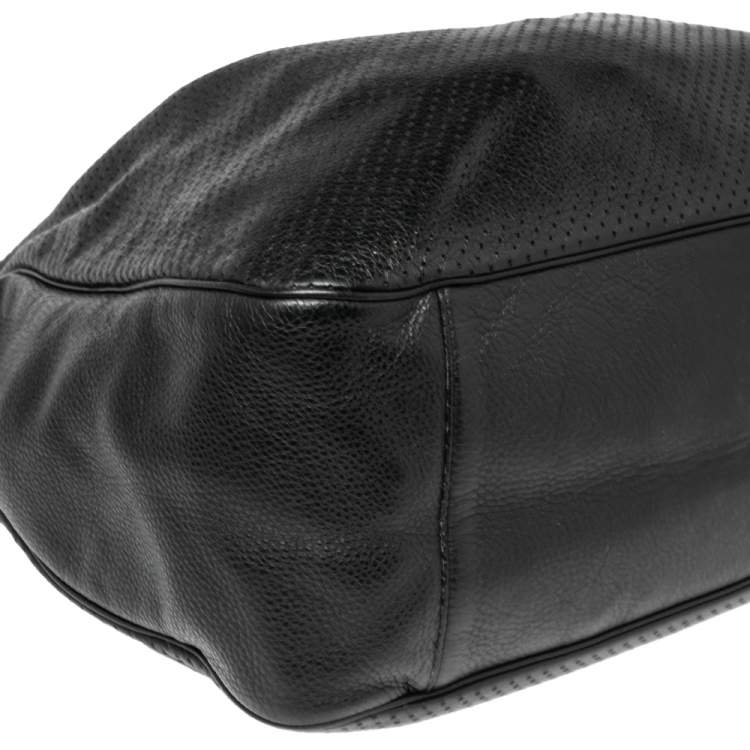 Pre Owned Yves Saint Laurent Black Perforated Leather Roady Hobo