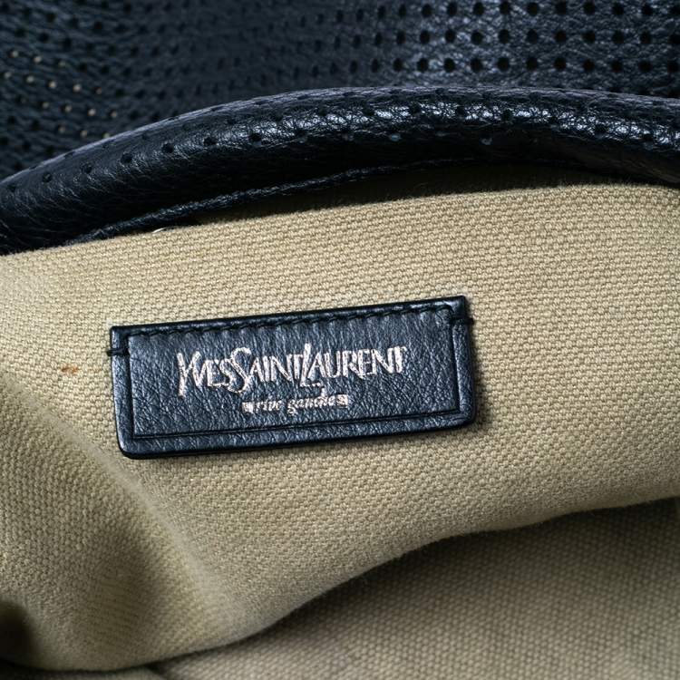 Pre Owned Yves Saint Laurent Black Perforated Leather Roady Hobo
