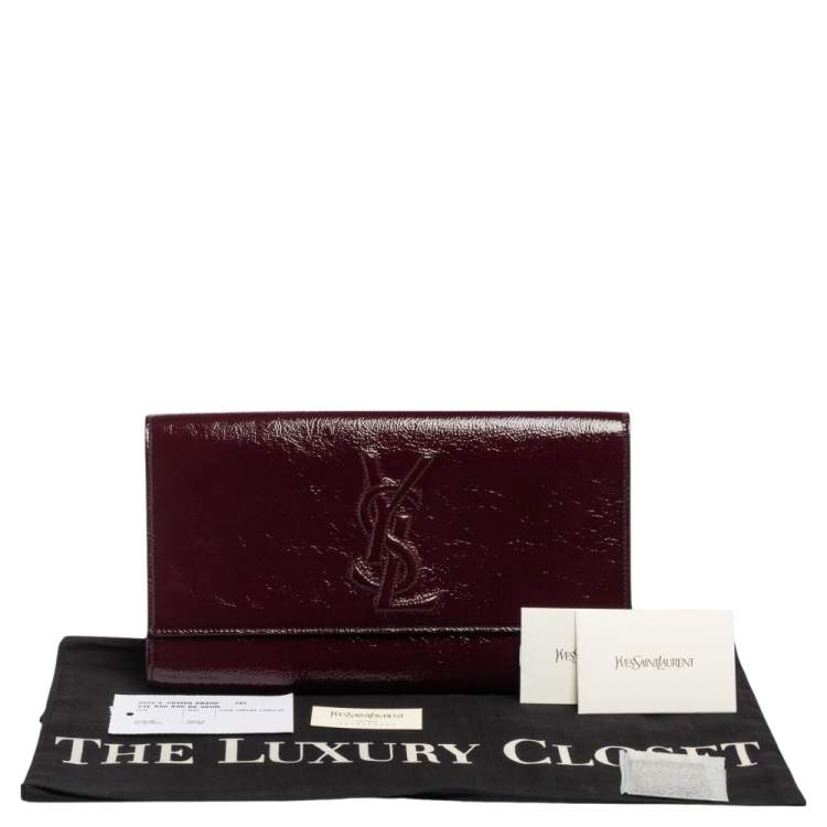 Pre Owned Yves Saint Laurent Burgundy Patent Leather Belle De Jour Clutch