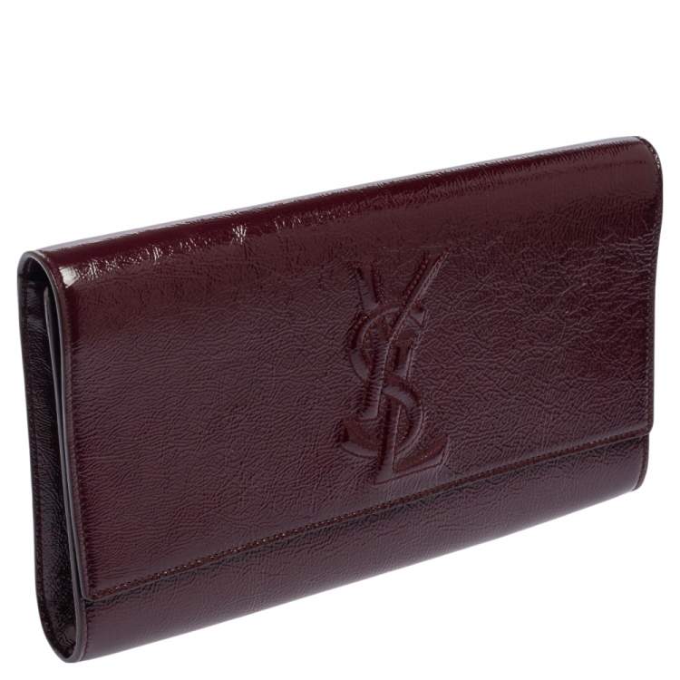 Pre Owned Yves Saint Laurent Burgundy Patent Leather Belle De Jour Clutch