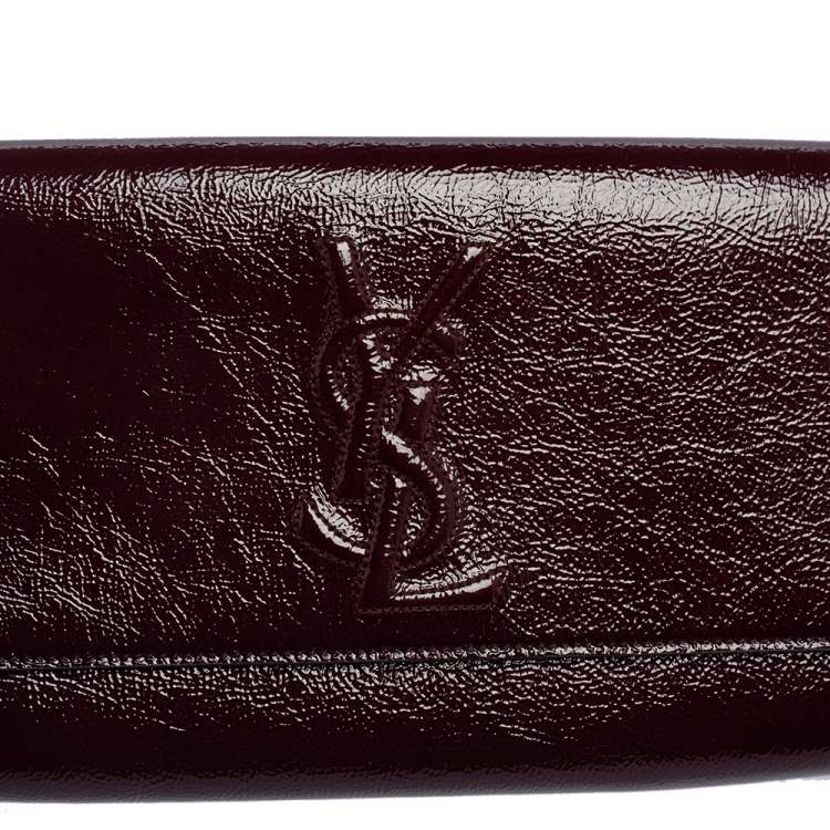 Pre Owned Yves Saint Laurent Burgundy Patent Leather Belle De Jour Clutch
