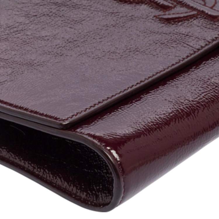 Pre Owned Yves Saint Laurent Burgundy Patent Leather Belle De Jour Clutch