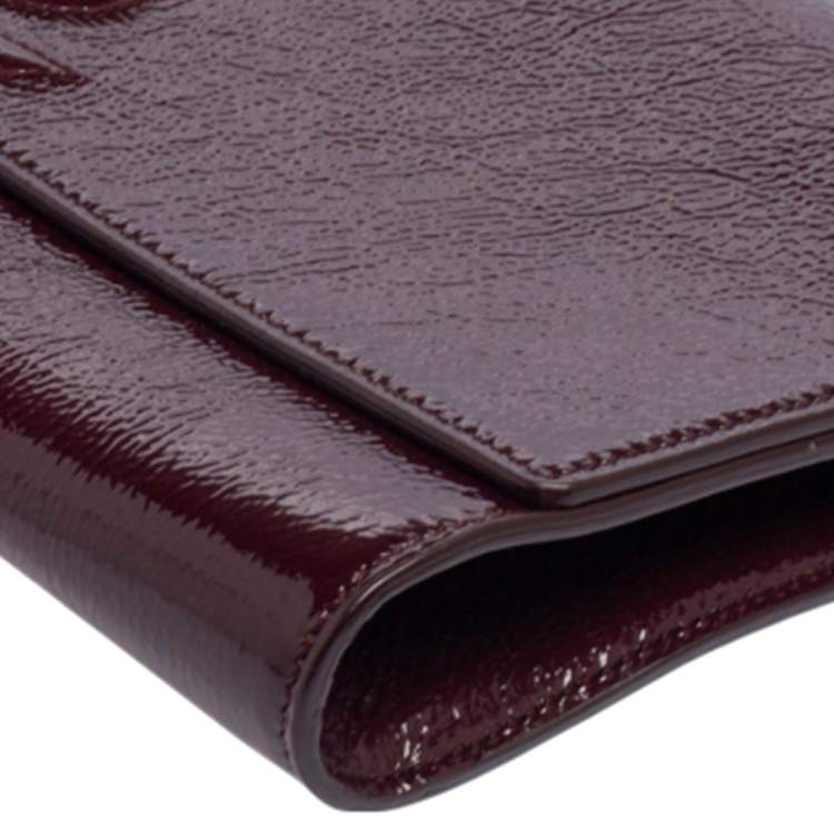 Pre Owned Yves Saint Laurent Burgundy Patent Leather Belle De Jour Clutch