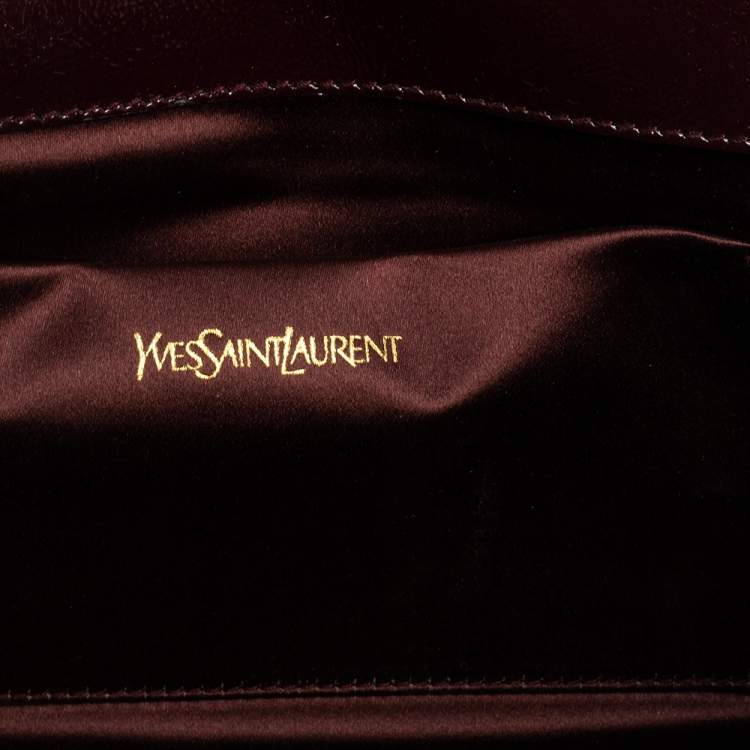Pre Owned Yves Saint Laurent Burgundy Patent Leather Belle De Jour Clutch