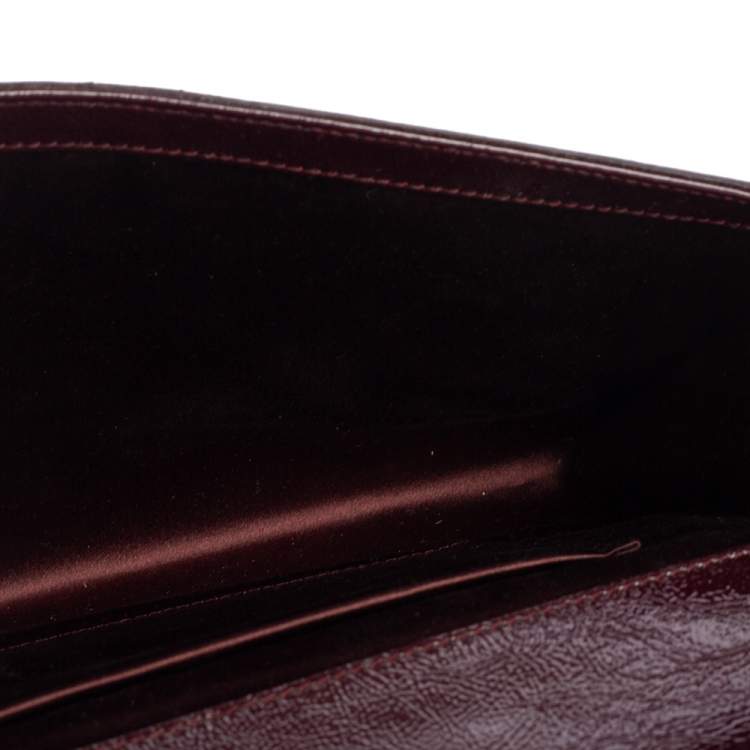 Pre Owned Yves Saint Laurent Burgundy Patent Leather Belle De Jour Clutch