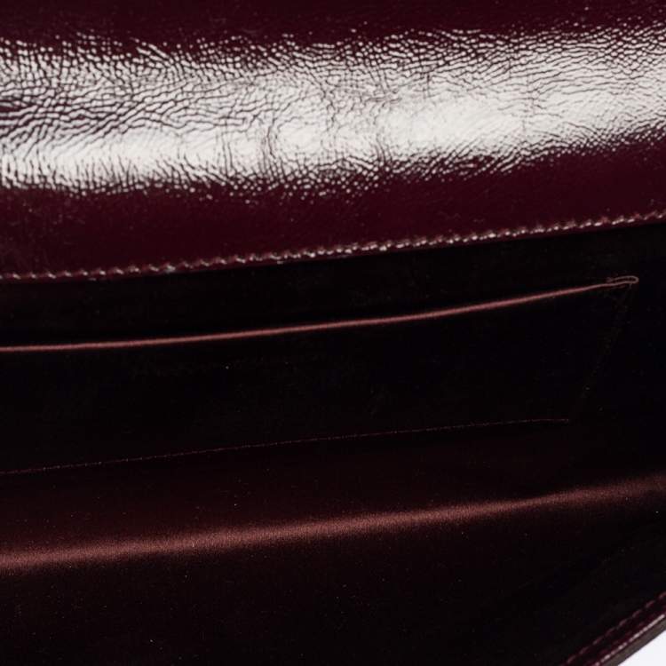 Pre Owned Yves Saint Laurent Burgundy Patent Leather Belle De Jour Clutch