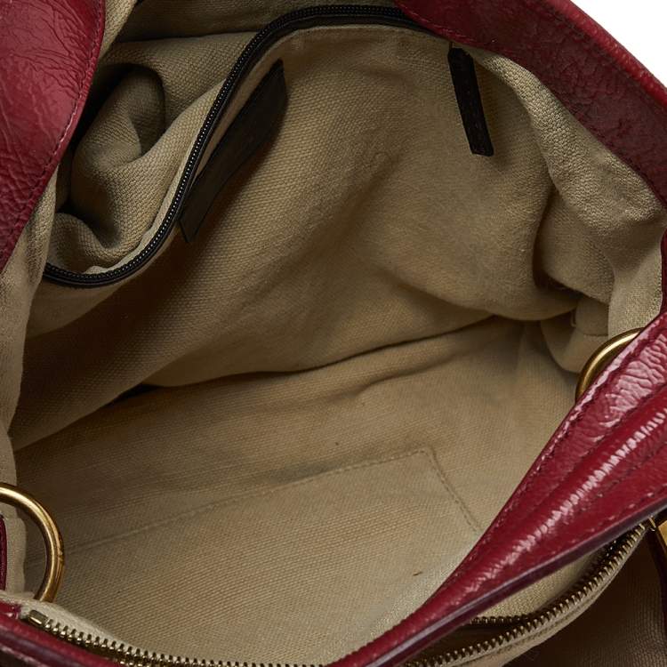 Pre Owned Yves Saint Laurent Red Leather Flap Hobo