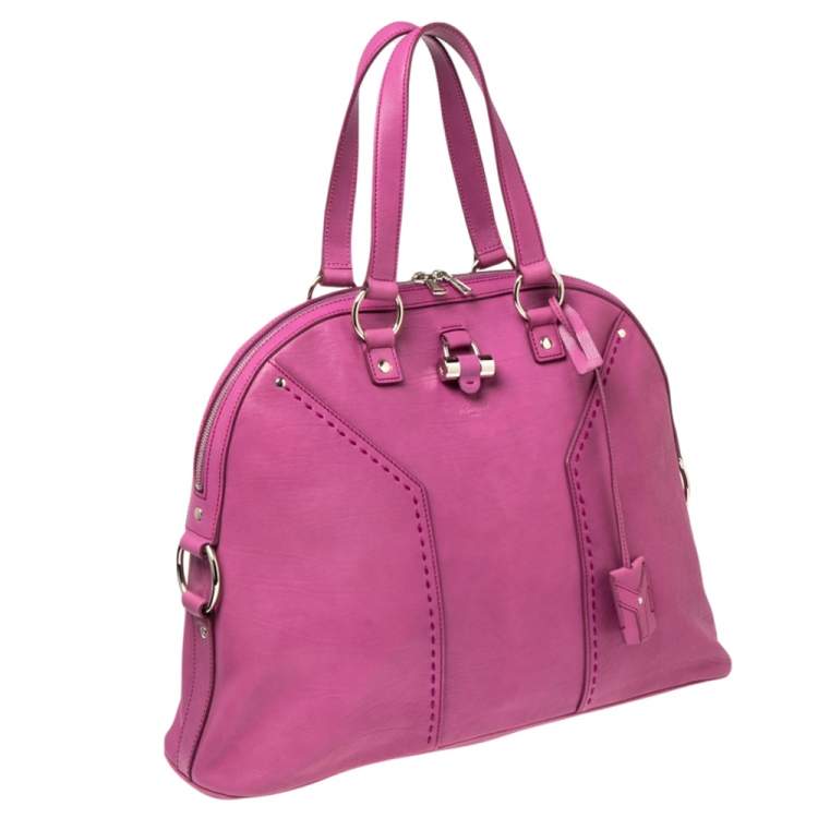 Pre Owned Yves Saint Laurent Bubble Gum Pink Leather Oversized Muse Bag