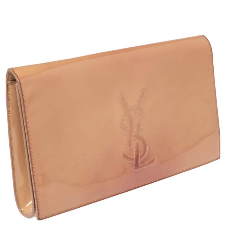 Pre Owned Yves Saint Laurent Beige Patent Leather Belle De Jour Clutch