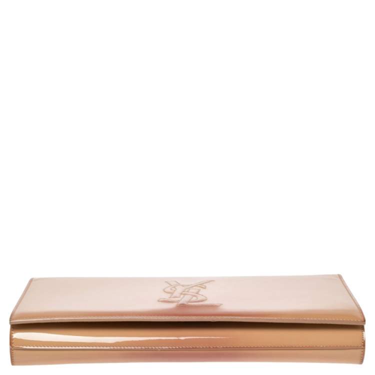 Pre Owned Yves Saint Laurent Beige Patent Leather Belle De Jour Clutch