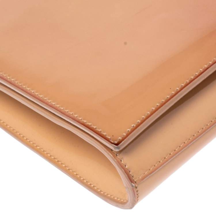 Pre Owned Yves Saint Laurent Beige Patent Leather Belle De Jour Clutch