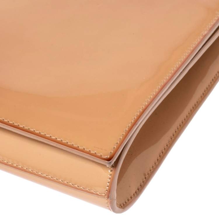 Pre Owned Yves Saint Laurent Beige Patent Leather Belle De Jour Clutch