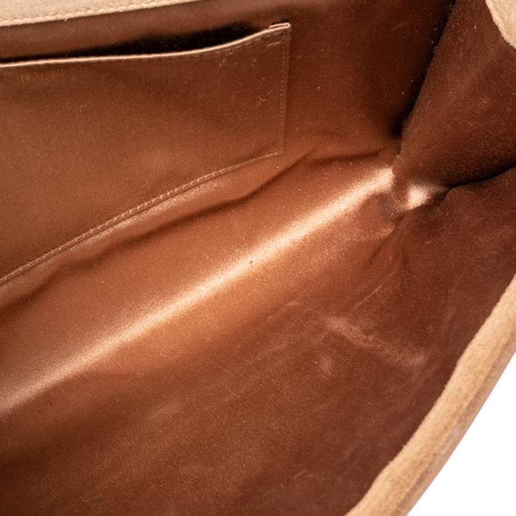 Pre Owned Yves Saint Laurent Beige Patent Leather Belle De Jour Clutch