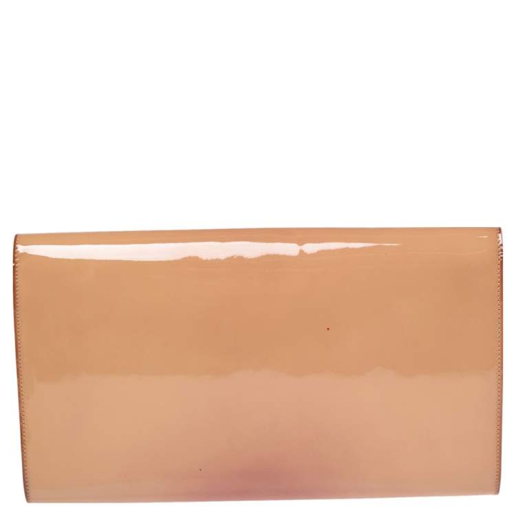 Pre Owned Yves Saint Laurent Beige Patent Leather Belle De Jour Clutch