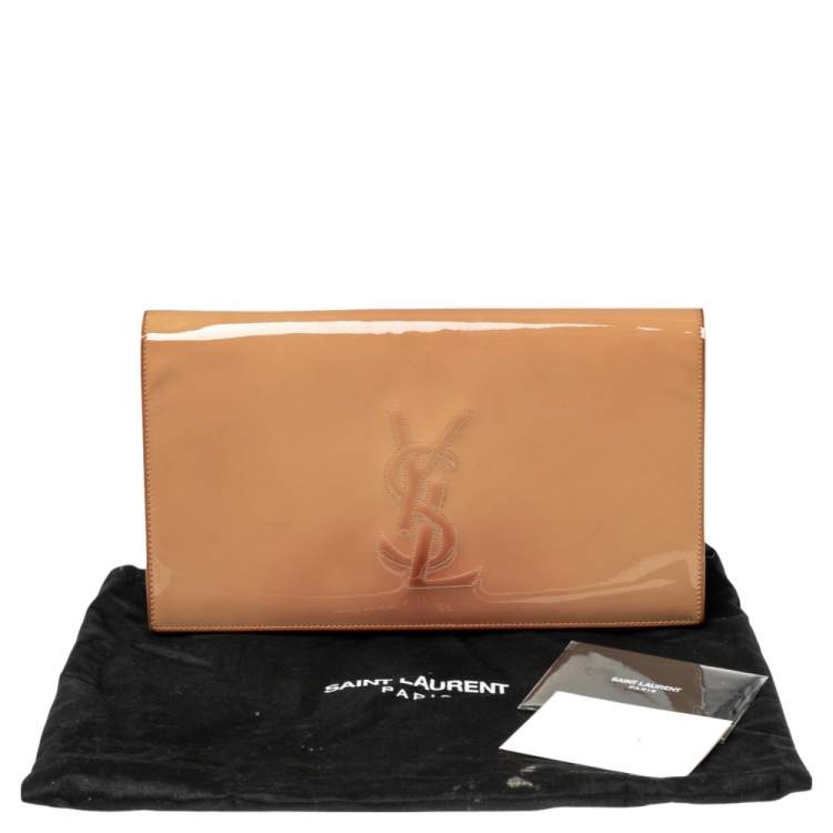 Pre Owned Yves Saint Laurent Beige Patent Leather Belle De Jour Clutch