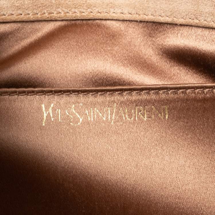 Pre Owned Yves Saint Laurent Beige Patent Leather Belle De Jour Clutch