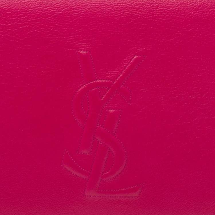 Pre Owned Yves Saint Laurent Fuchsia Leather Belle De Jour Flap Clutch