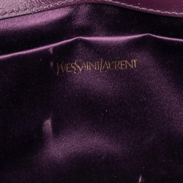 Pre Owned Yves Saint Laurent Purple Patent Leather Belle De Jour Flap Clutch