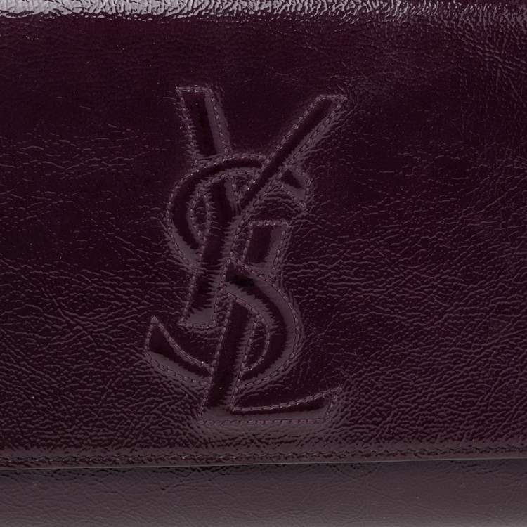 Pre Owned Yves Saint Laurent Purple Patent Leather Belle De Jour Flap Clutch