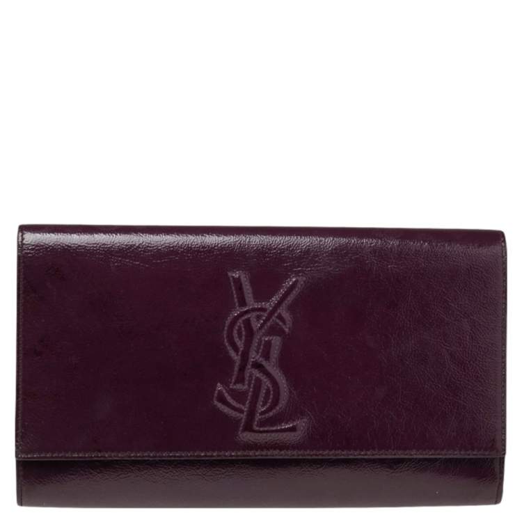 Pre Owned Yves Saint Laurent Purple Patent Leather Belle De Jour Flap Clutch