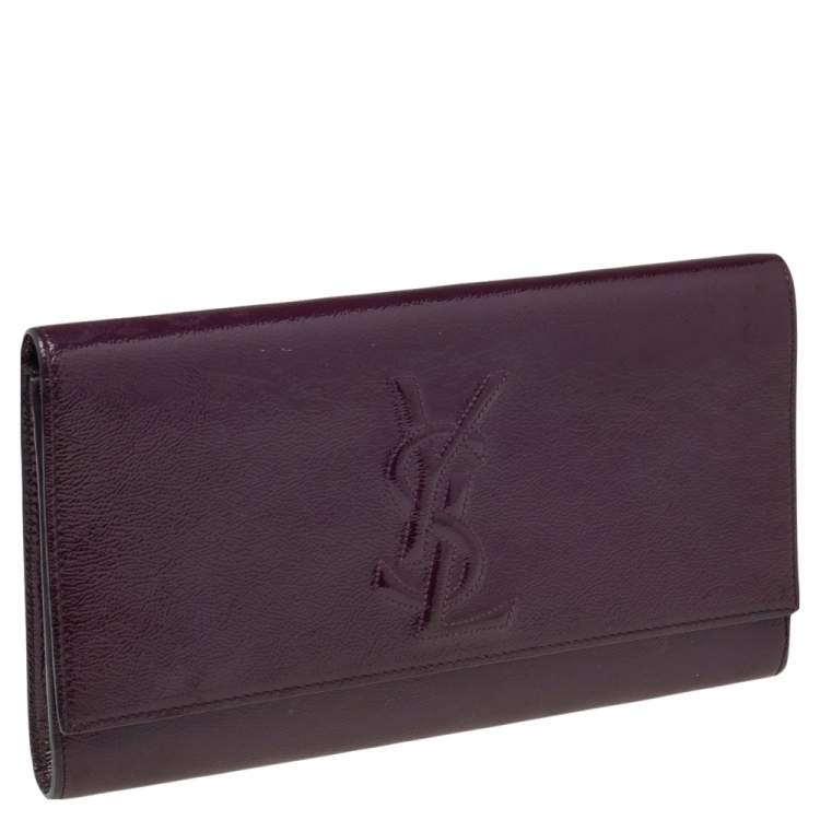 Pre Owned Yves Saint Laurent Purple Patent Leather Belle De Jour Flap Clutch