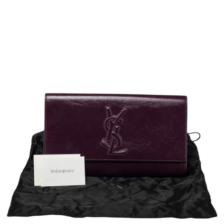 Pre Owned Yves Saint Laurent Purple Patent Leather Belle De Jour Flap Clutch