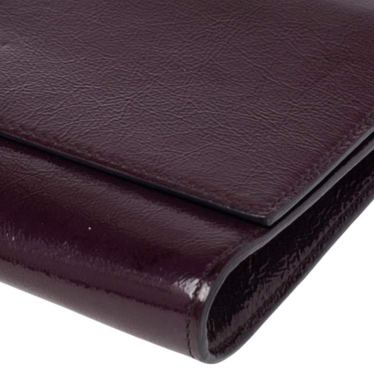 Pre Owned Yves Saint Laurent Purple Patent Leather Belle De Jour Flap Clutch