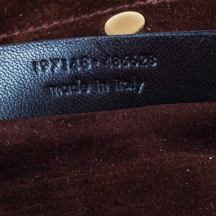 مملوكة مسبقًا Yves Saint Laurent Brown Croc Embossed Leather and Suede Large Muse Two Top Handle Bag