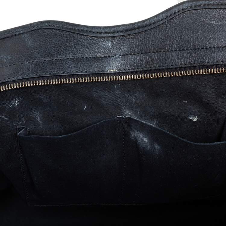Pre Owned Yves Saint Laurent Black Perforated Leather Medium Cabas Chyc Tote