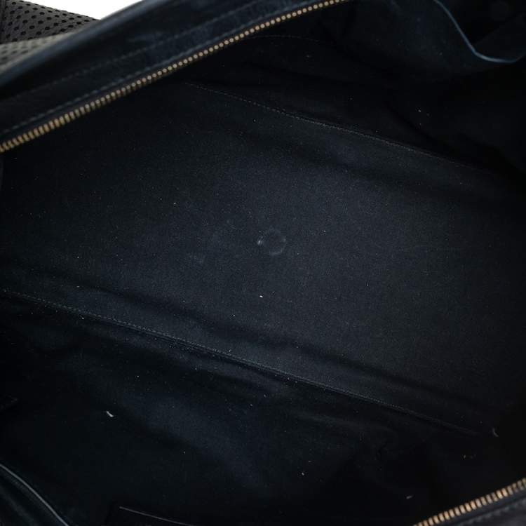 Pre Owned Yves Saint Laurent Black Perforated Leather Medium Cabas Chyc Tote