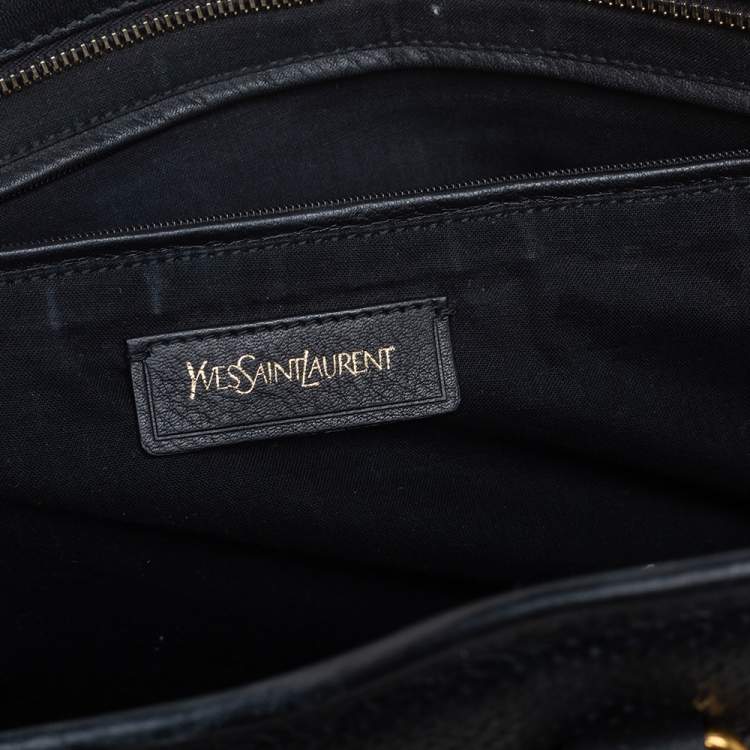 Pre Owned Yves Saint Laurent Black Perforated Leather Medium Cabas Chyc Tote
