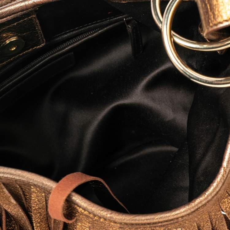 Pre Owned Yves Saint Laurent Metallic Brown Leather La Boheme Hobo