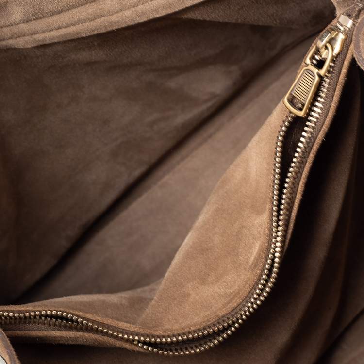مملوكة مسبقًا Yves Saint Laurent White/Brown Leather And Suede Muse Two Top Handle Bag