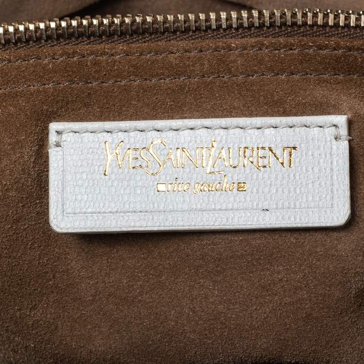 مملوكة مسبقًا Yves Saint Laurent White/Brown Leather And Suede Muse Two Top Handle Bag