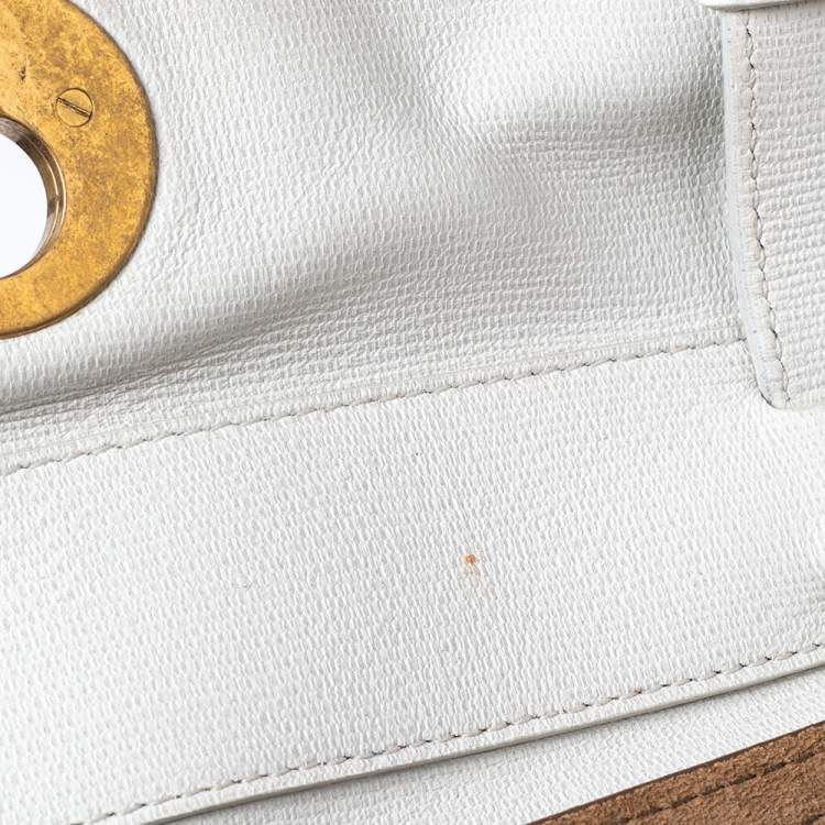مملوكة مسبقًا Yves Saint Laurent White/Brown Leather And Suede Muse Two Top Handle Bag