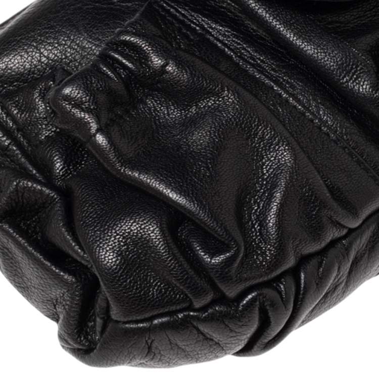 Pre Owned Yves Saint Laurent Black Leather Mini Front Pocket Mombasa Hobo