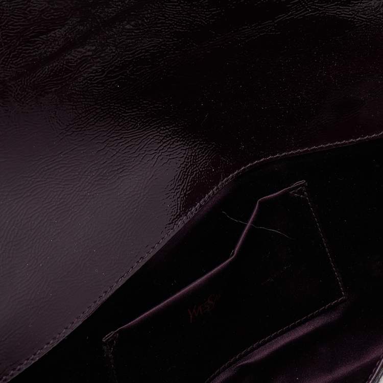 Pre Owned Yves Saint Laurent Purple Patent Leather Belle De Jour Clutch