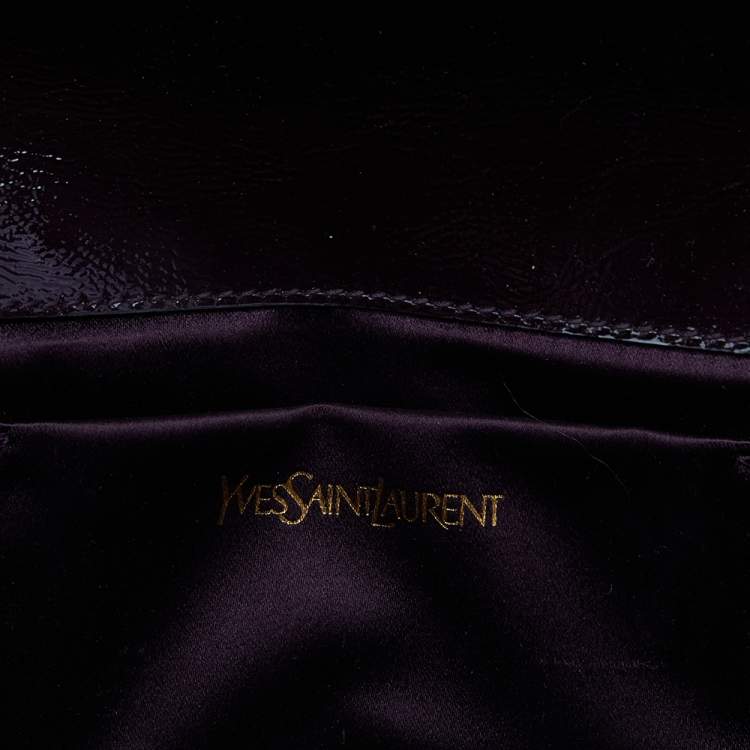 Pre Owned Yves Saint Laurent Purple Patent Leather Belle De Jour Clutch