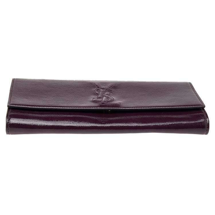 Pre Owned Yves Saint Laurent Purple Patent Leather Belle De Jour Clutch