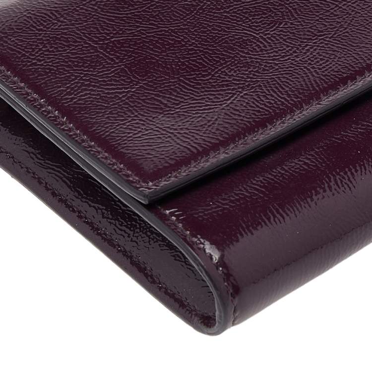 Pre Owned Yves Saint Laurent Purple Patent Leather Belle De Jour Clutch