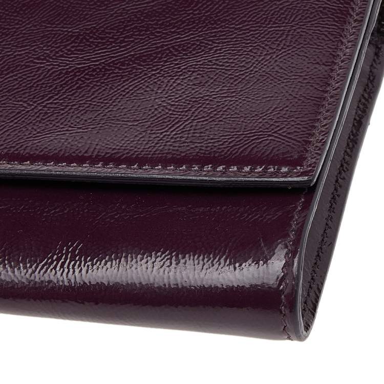 Pre Owned Yves Saint Laurent Purple Patent Leather Belle De Jour Clutch