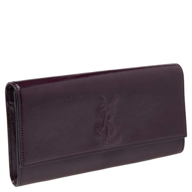 Pre Owned Yves Saint Laurent Purple Patent Leather Belle De Jour Clutch