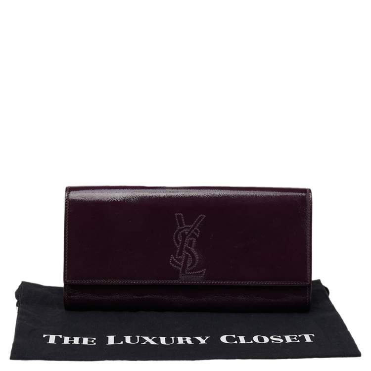 Pre Owned Yves Saint Laurent Purple Patent Leather Belle De Jour Clutch