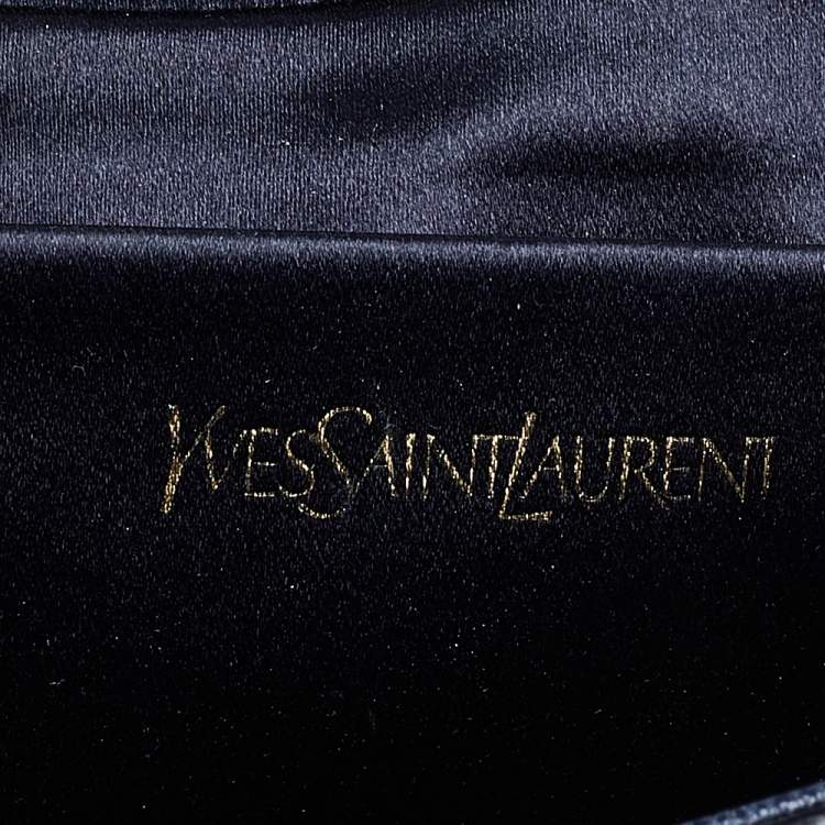 Pre Owned Yves Saint Laurent Navy Blue Leather Belle De Jour Flap Clutch