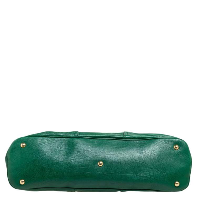 Pre Owned Yves Saint Laurent Green Leather Medium Muse Satchel