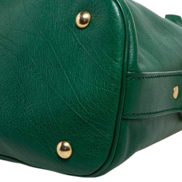 Pre Owned Yves Saint Laurent Green Leather Medium Muse Satchel