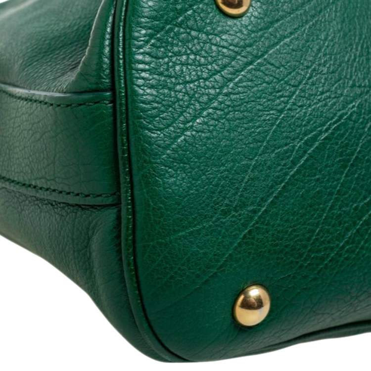 Pre Owned Yves Saint Laurent Green Leather Medium Muse Satchel