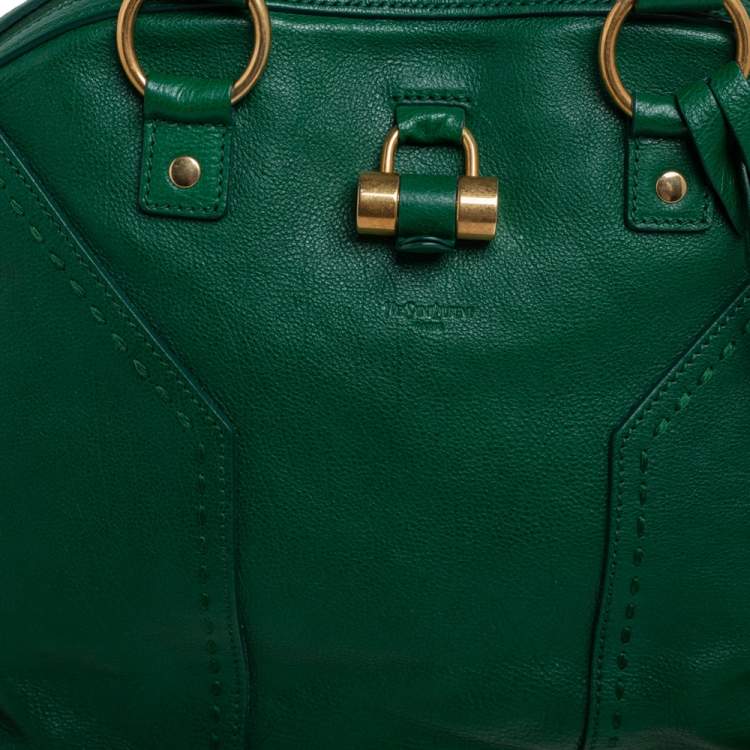 Pre Owned Yves Saint Laurent Green Leather Medium Muse Satchel
