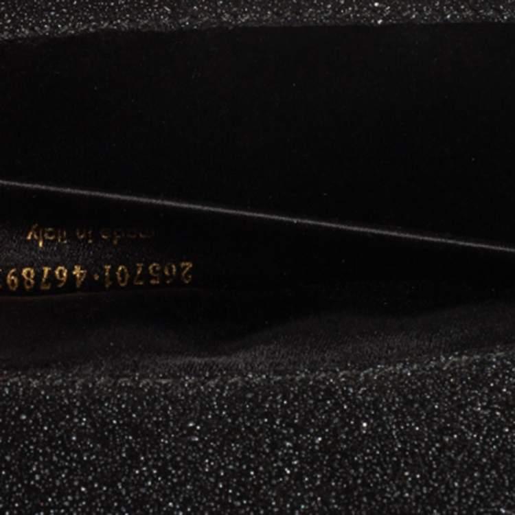 Pre Owned Yves Saint Laurent Black Shimmer Glitter And Suede Y-Ligne Clutch
