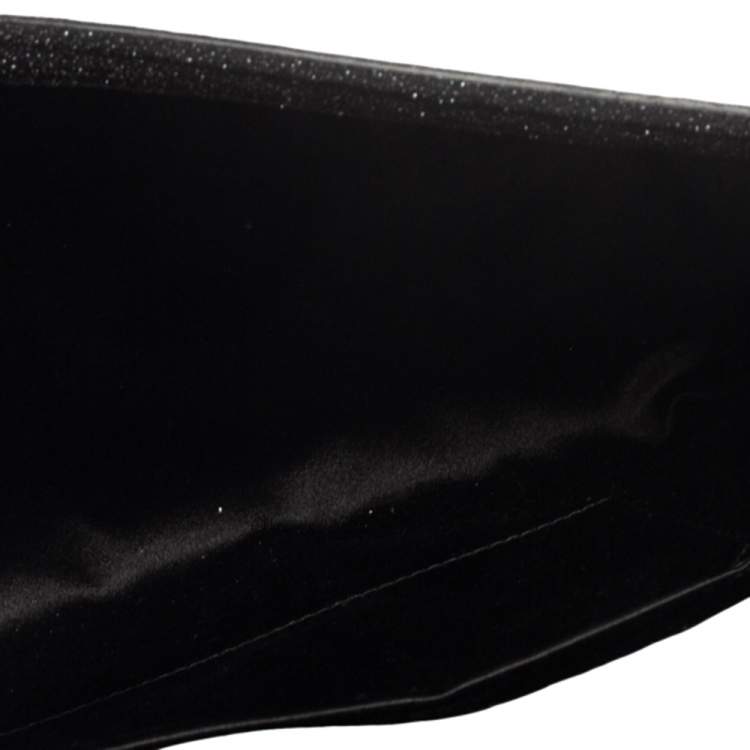 Pre Owned Yves Saint Laurent Black Shimmer Glitter And Suede Y-Ligne Clutch